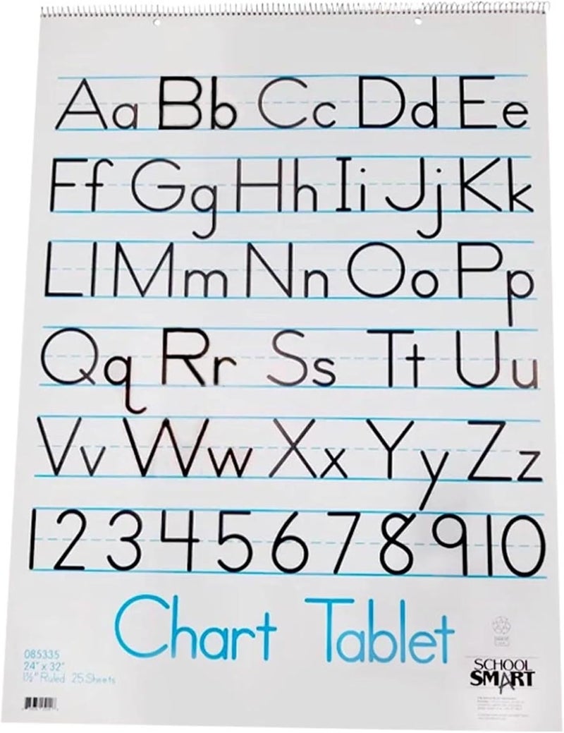 School Smart Chart Paper Pad, 32 x 24 Inches, 1-1/2 Inch Rule, 25 Sheets - Image 1